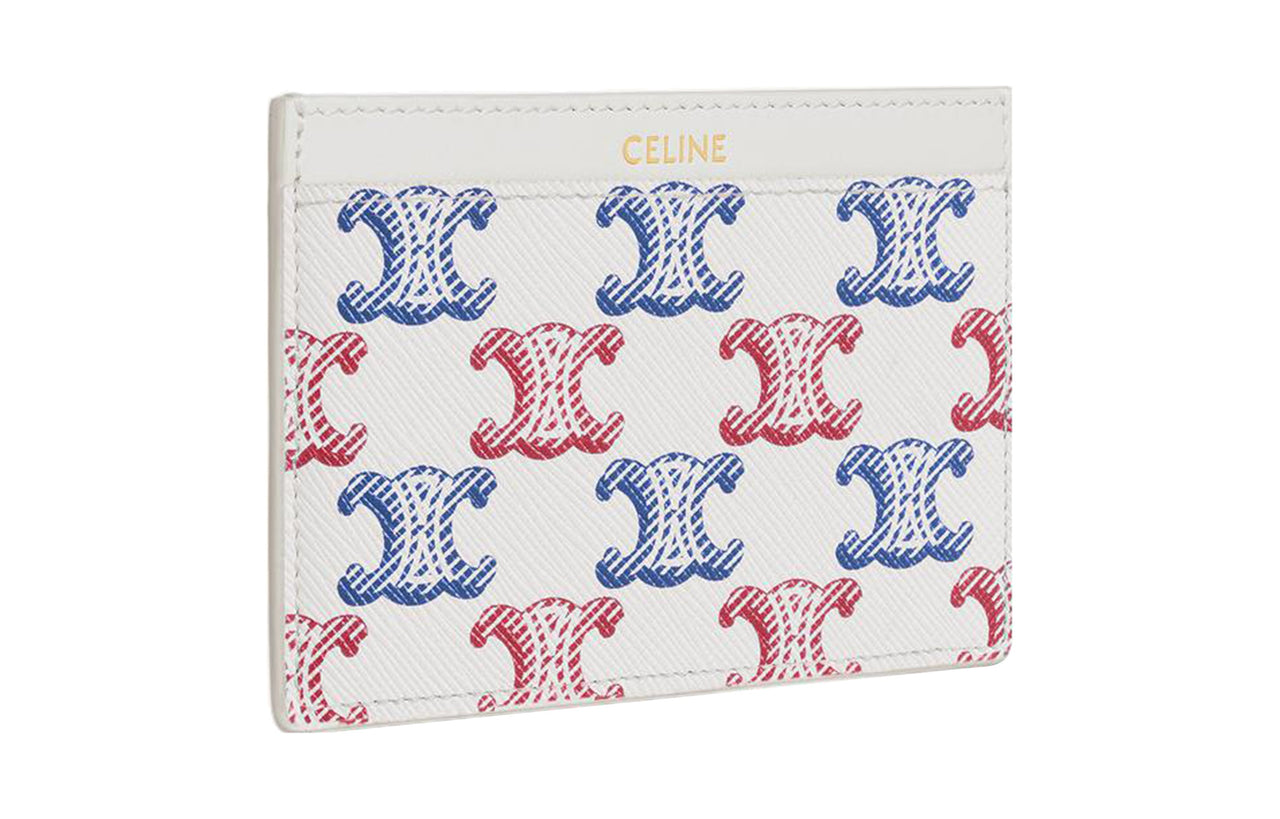 CELINE Canvas With Calfskin Trim Card Holder Card Holder Women's Blue/Red/White