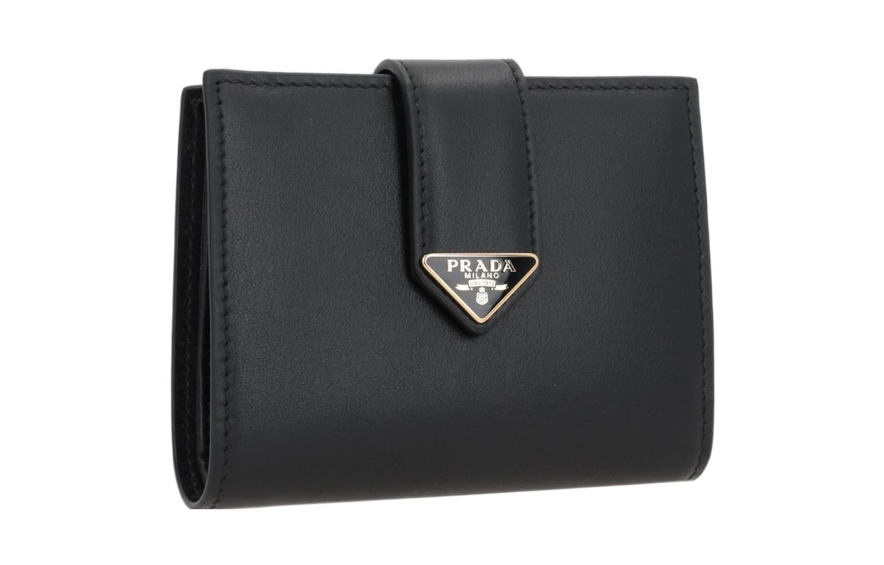 PRADA Calfskin Wallet Women's Black