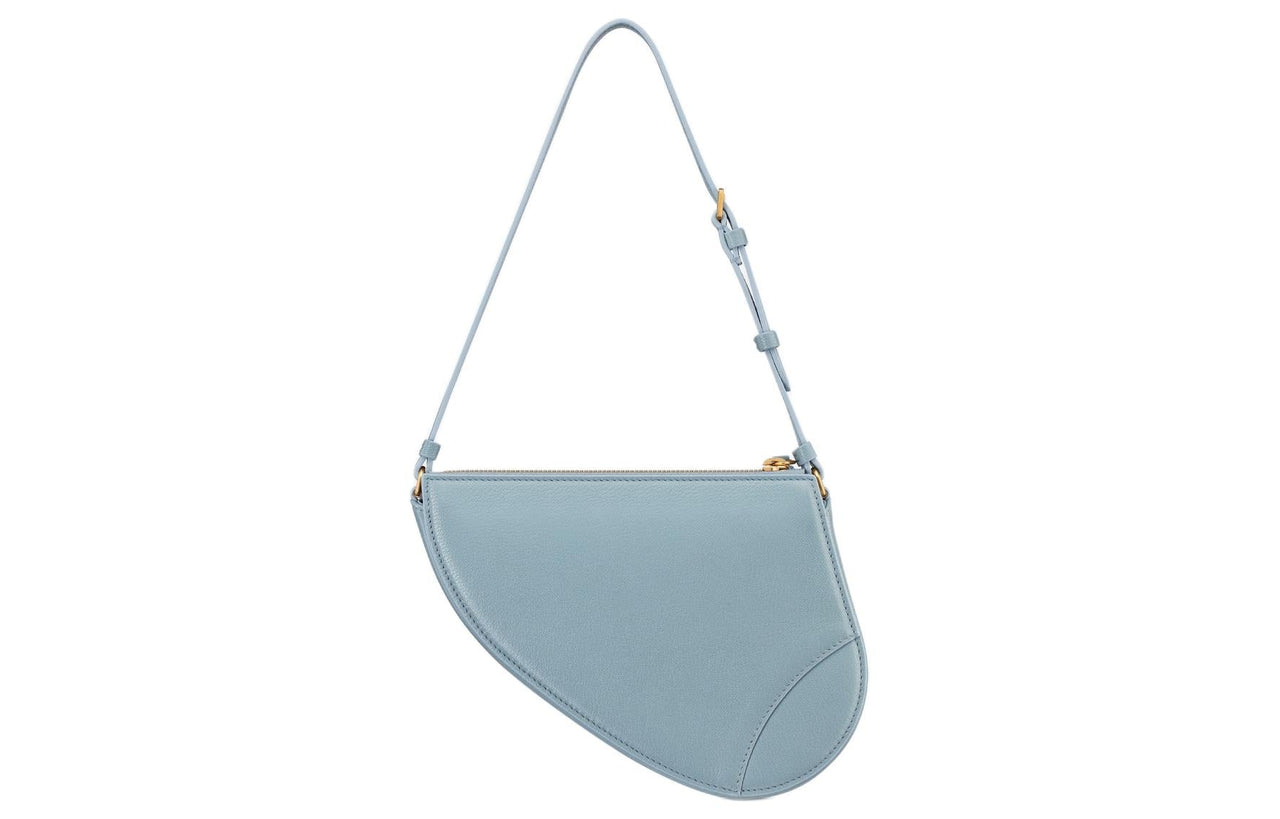 DIOR Goatskin Saddle Bag One Shoulder Clutch Women's Sky Blue