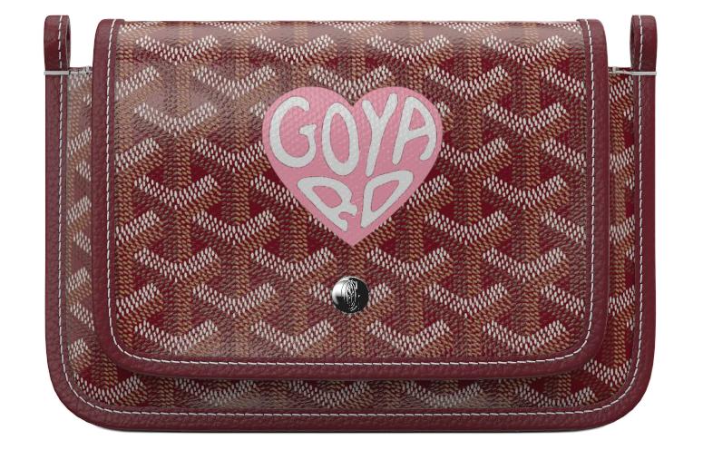 GOYARD Canvas With Leather Envelope Bag Crossbody Bag Shoulder Bag Unisex Burgundy & Light Pink Small Heart
