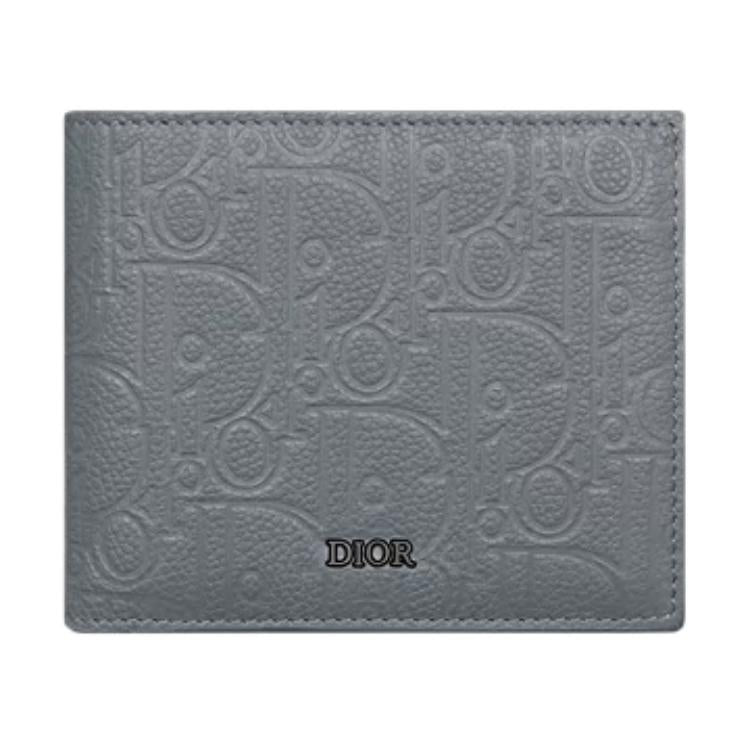 DIOR Calfskin Wallet Women's Dark Gray