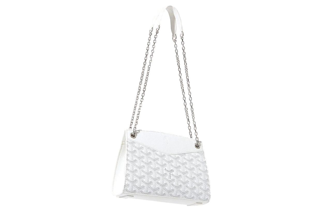 GOYARD Rouette Canvas With Leather Tote Chain Bag Shoulder Bag Women's White