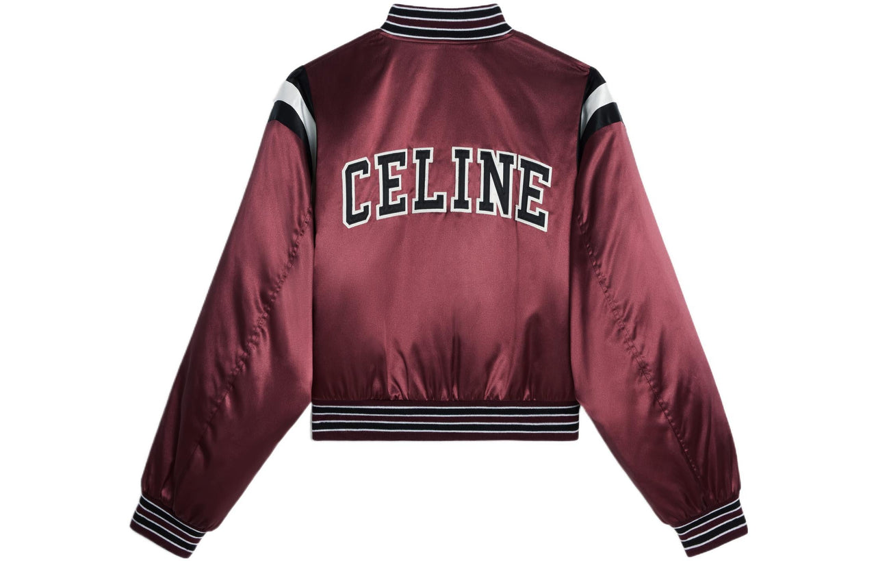 CELINE Cropped Coats Women's Burgundy Red