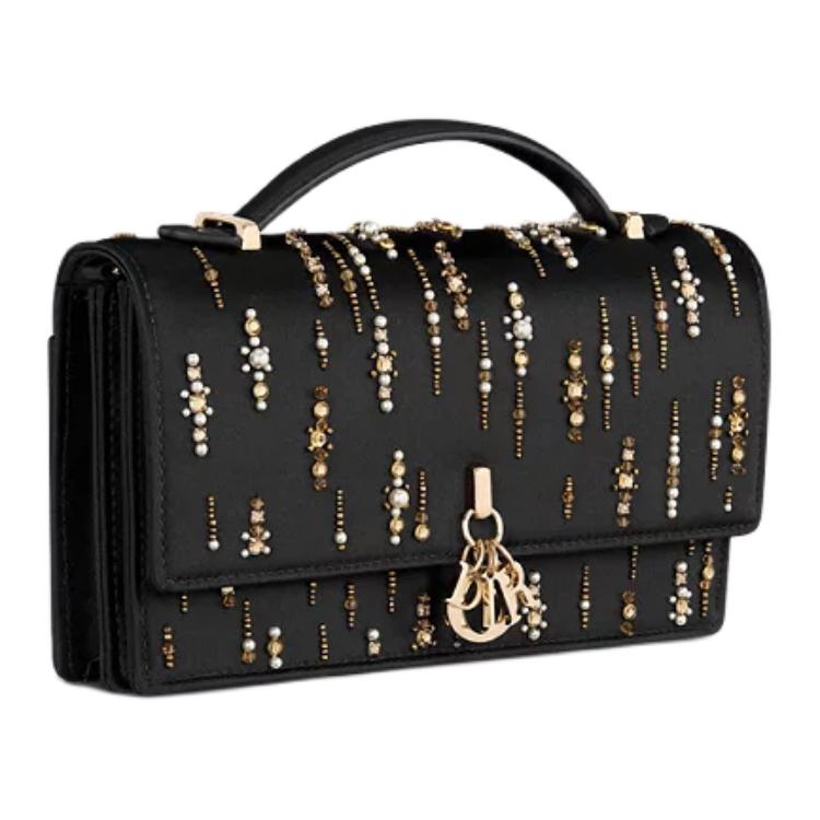 DIOR Cow Leather Shoulder Bag, Crossbody Bag, Handbag Mini Women's Black