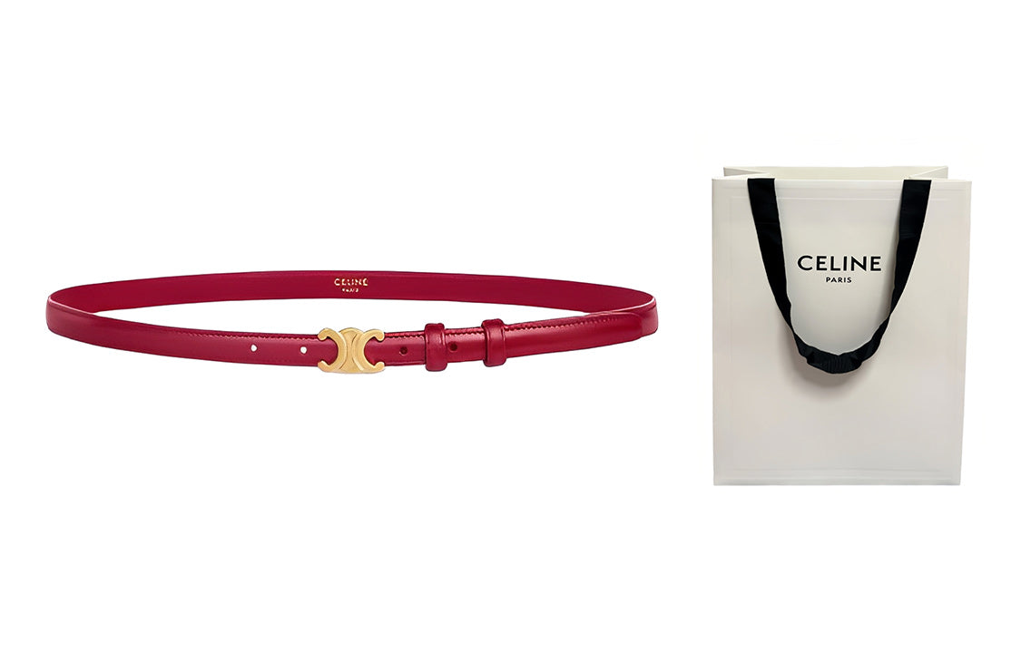 CELINE Fashion Casual Minimalist Style Smooth Buckle Leather Belts Women's Red