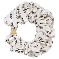 CELINE Silk Fabric Hair Tie Unisex White