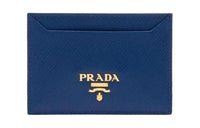 PRADA Leather Card Holder Card Holder Men's Blue