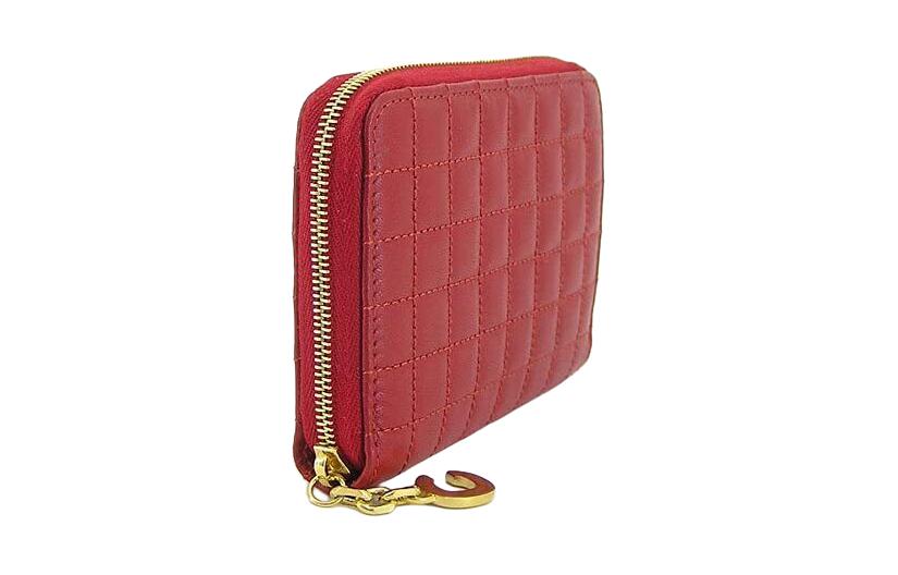CELINE Calfskin Wallet Unisex Red