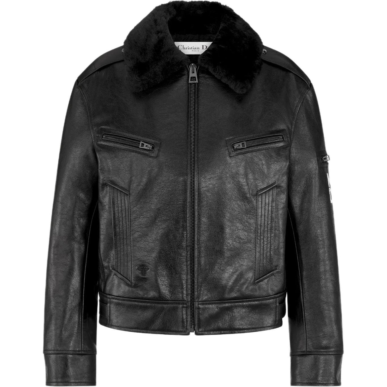 DIOR Logo Graffiti Leather Jacket
