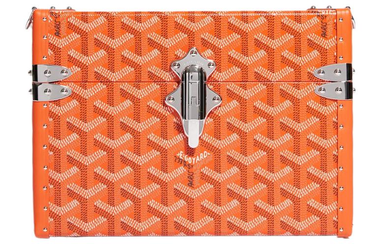GOYARD Cassette Canvas With Leather Trim TRUNK Hard Case With Crossbody Bag Unisex Orange