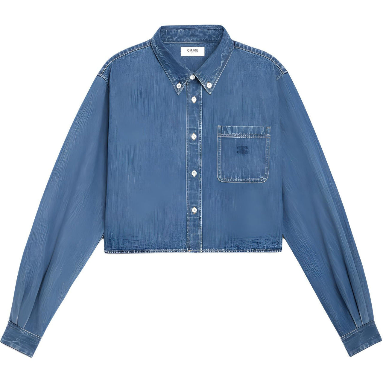 CELINE Cropped Shirt In Union Ocean Wash Denim