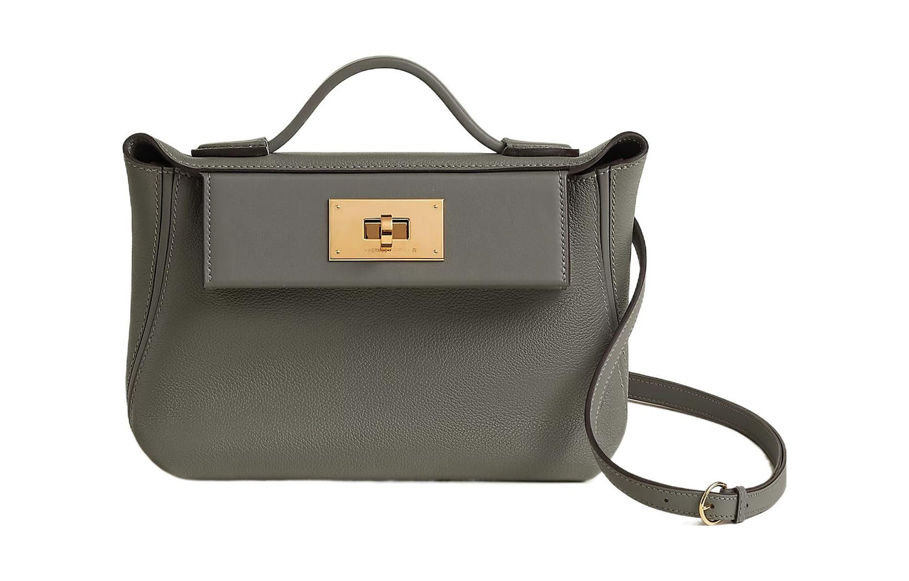 HERMES 24/24 Evercolor With Swift Calfskin Handbag Shoulder Bag Crossbody Bag Mini Women's Cumulonimbus Gray