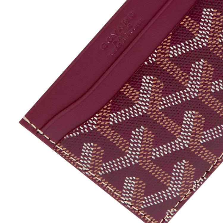 GOYARD Saint-Sulpice Canvas With Calfskin Card Clip Card Holder Unisex Burgundy & Burgundy Small Heart