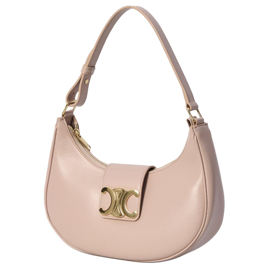 CELINE AVA Calfskin Handbag, Shoulder Bag Medium Size Women's Orange Pink