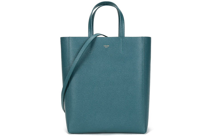 CELINE Cabas Grained Cow Leather Tote Bag Shopping Bag Shoulder Bag Handbag Small Size Women's Gray Blue
