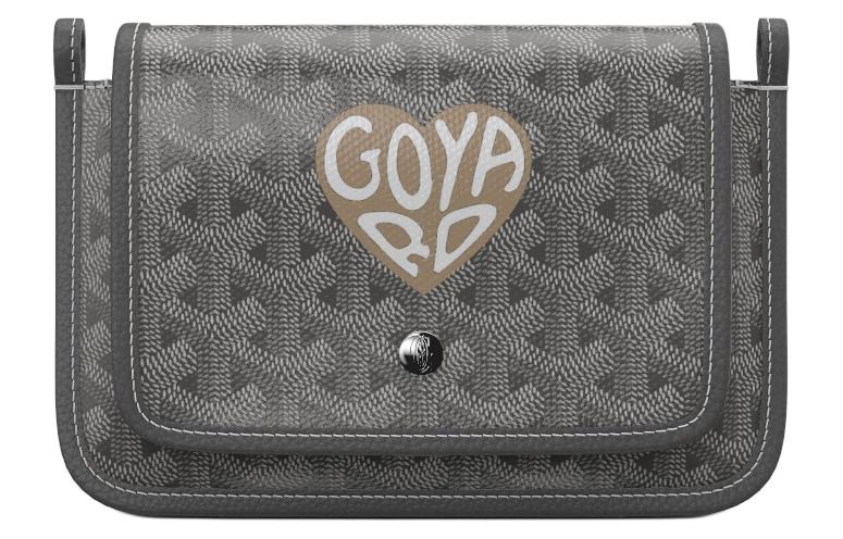 GOYARD Plumet Canvas With Leather Envelope Bag Crossbody Bag Shoulder Bag Unisex Gray Spelling Ivory Small Hearts