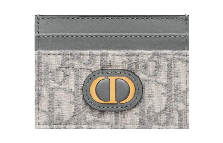 DIOR 30 Montaigne Fabric Card Holder Women's Gray