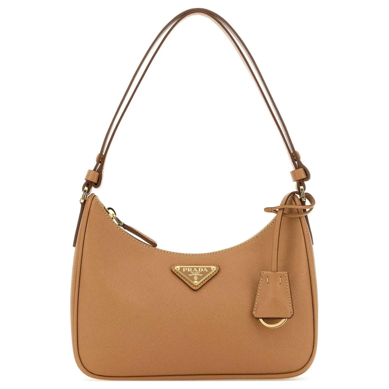 PRADA Cow Leather Handbag Shoulder Bag Women's Brown