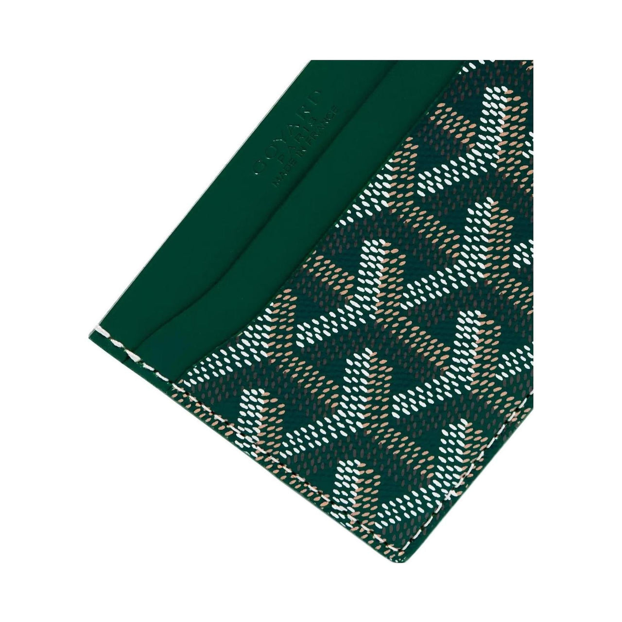 GOYARD Saint-Sulpice Canvas With Calfskin Card Clip Card Holder Unisex Green/Gray Pink Small Heart