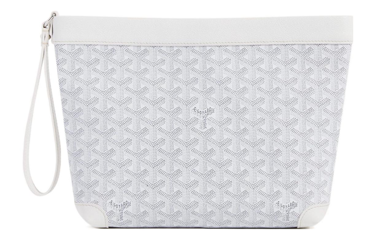 GOYARD Cow Leather Toiletry Bags Storage Bags Clutches Unisex White
