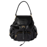 MIU MIU Calfskin Backpack Unisex Black