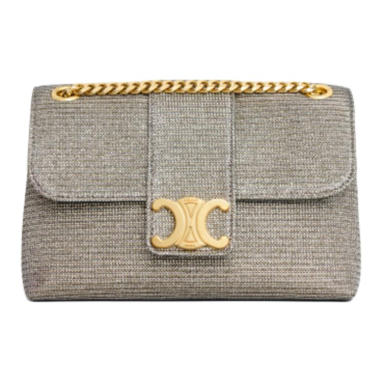 CELINE Fabric Shoulder Bag, Crossbody Bag Small Size Women's Bright Gold