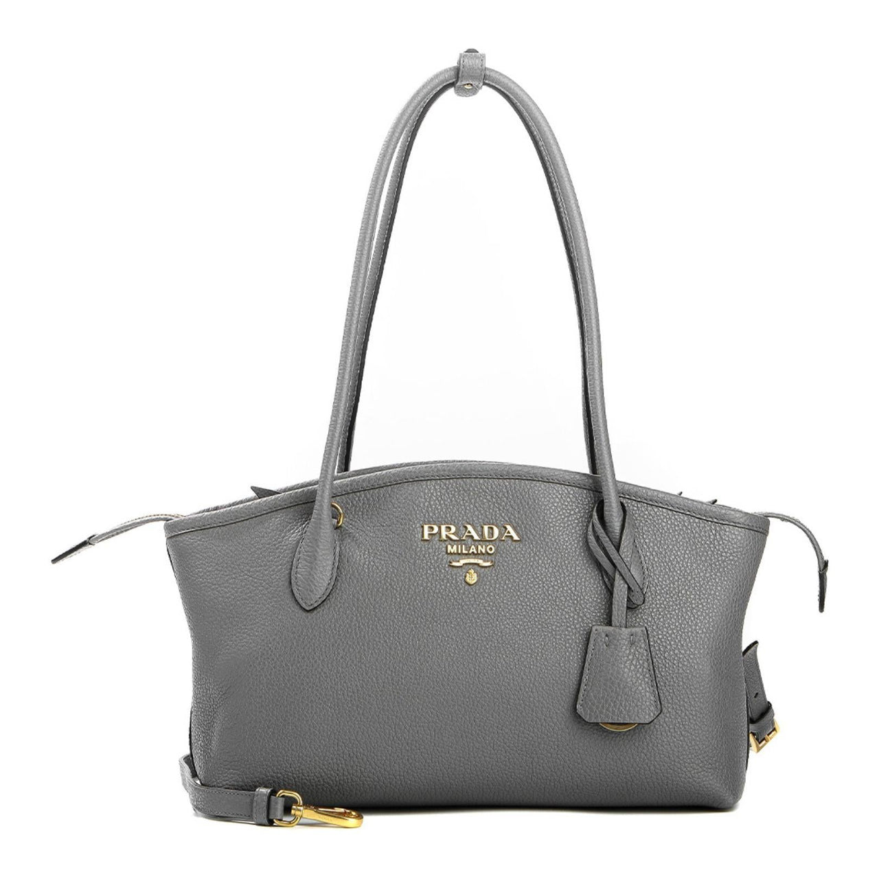 PRADA Calfskin Tote Bag Shopping Bag Shoulder Bags Women's Gray