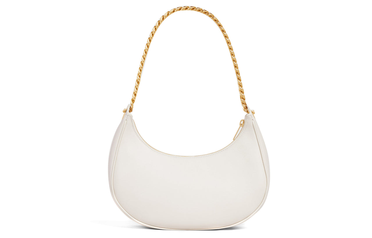 CELINE AVA Smooth Cow Leather Handbag Shoulder Bag Women's Ecru