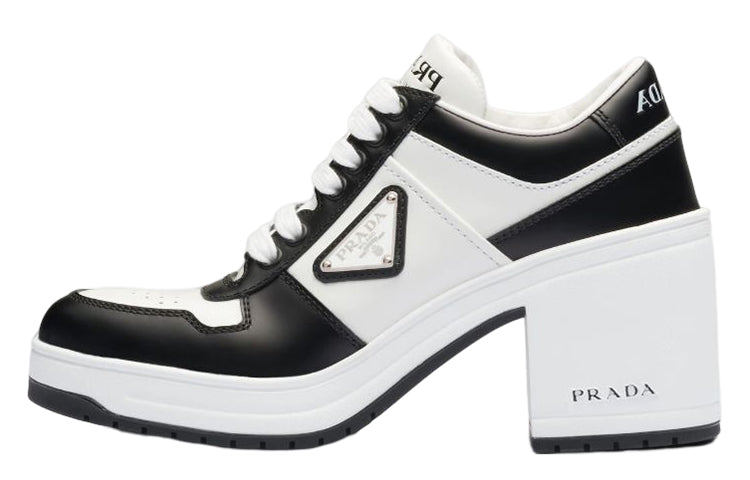 PRADA Chunky Heel High Heels Women's Black White