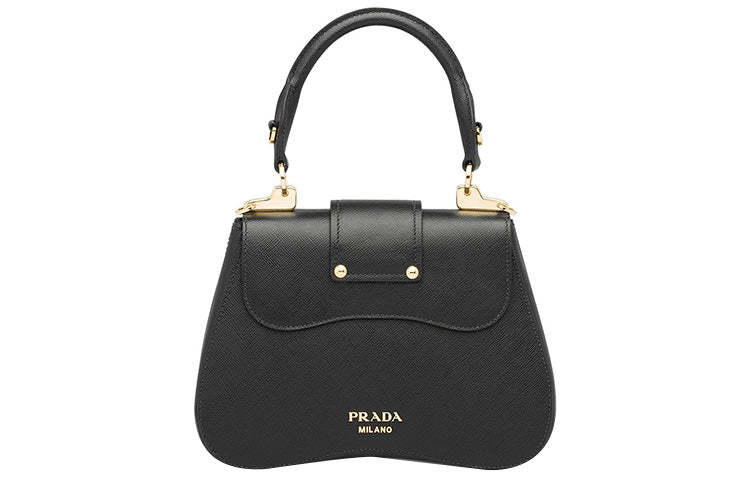 PRADA Cow Leather Handbag Tote Women's Black
