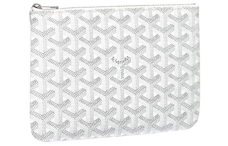 GOYARD SENAT Canvas With Leather Toiletry Bags Storage Bags Clutches Small Size Unisex White