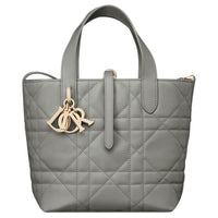 DIOR Toujours Cow Leather Basket Bag, Shoulder Bag, Crossbody Bag, Handbag Trumpets Women's Rock Gray