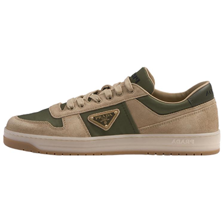 PRADA Downtown Low Top Skateboard Shoes 3.5cm Men's Beige Green