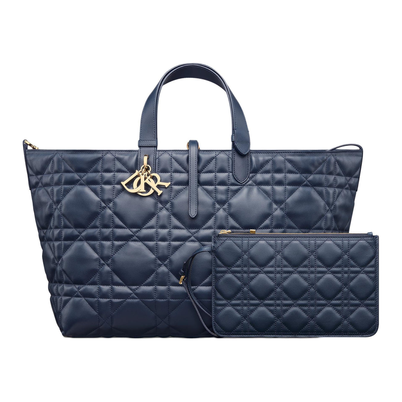 DIOR Calfskin Combo Bag, One Shoulder Handbag Large Size Women's Blue
