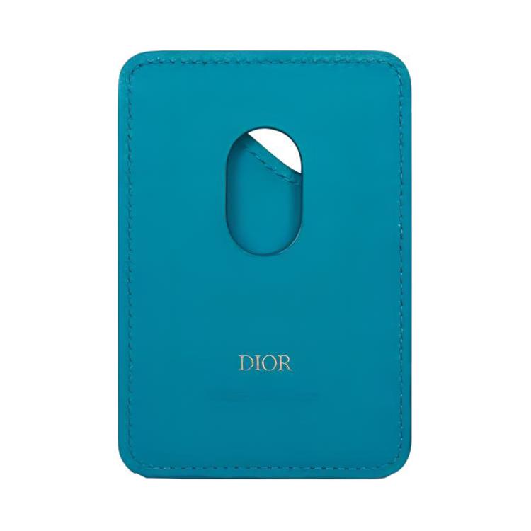DIOR Leather Card Holder Unisex Blue