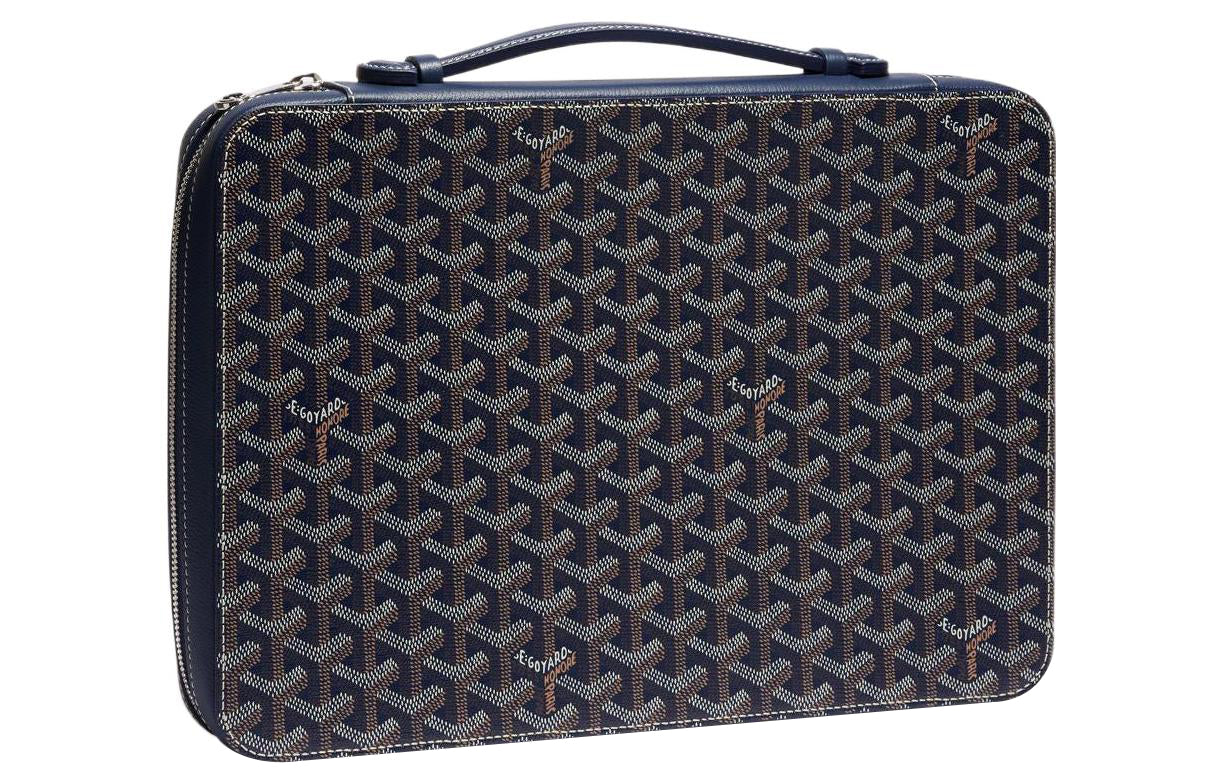 GOYARD Companion Canvas With Leather Business Bag Briefcase Men's Dark Blue