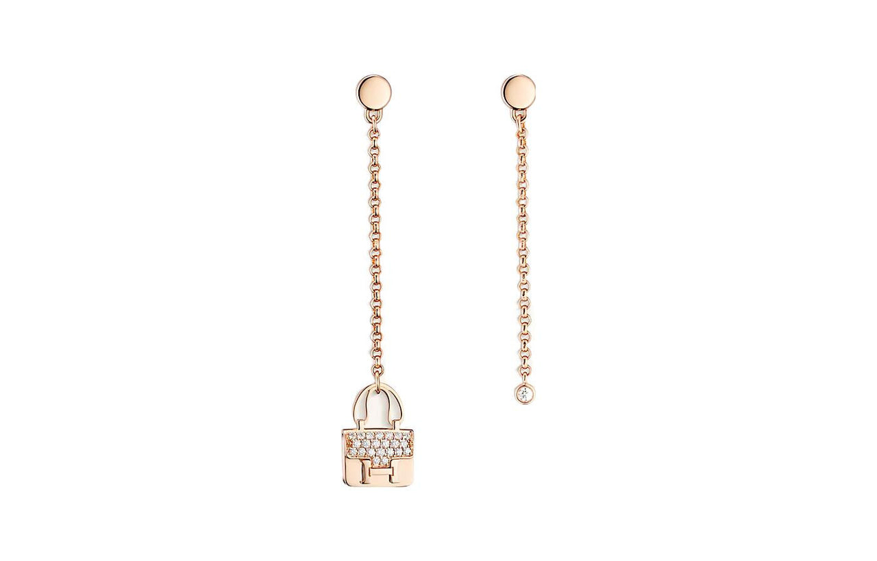 HERMES Constance Earrings Women's Rose Gold