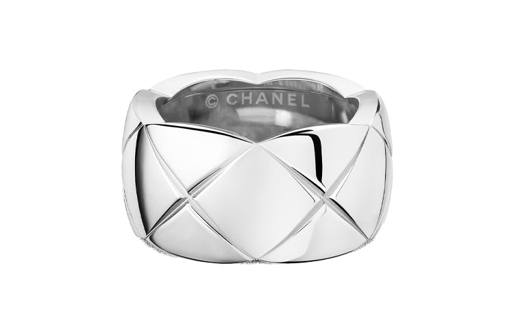 CHANEL 18K White Gold Rings Unisex Silver