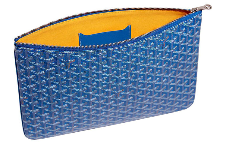 GOYARD SENAT Canvas With Leather Wallet Toiletry Bag Clutch Medium Size Unisex Blue