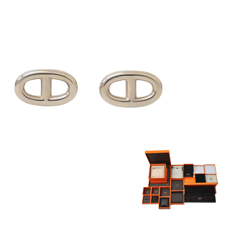 HERMES 925 Sterling Silver Earrings Women's Silver
