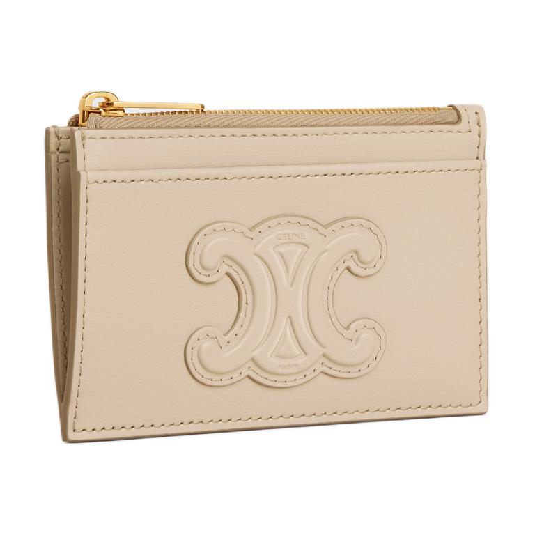 CELINE Calfskin Card Holder Women's Natural