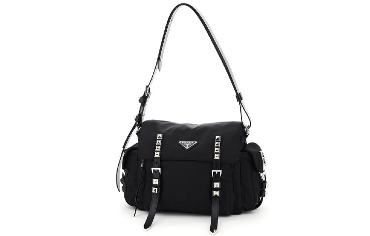 PRADA Cow Leather Crossbody Bag Shoulder Bag Unisex Black