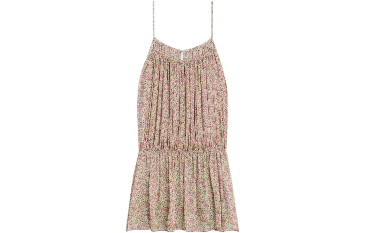 CELINE Gathered Mini Dress In Silk Georgette
