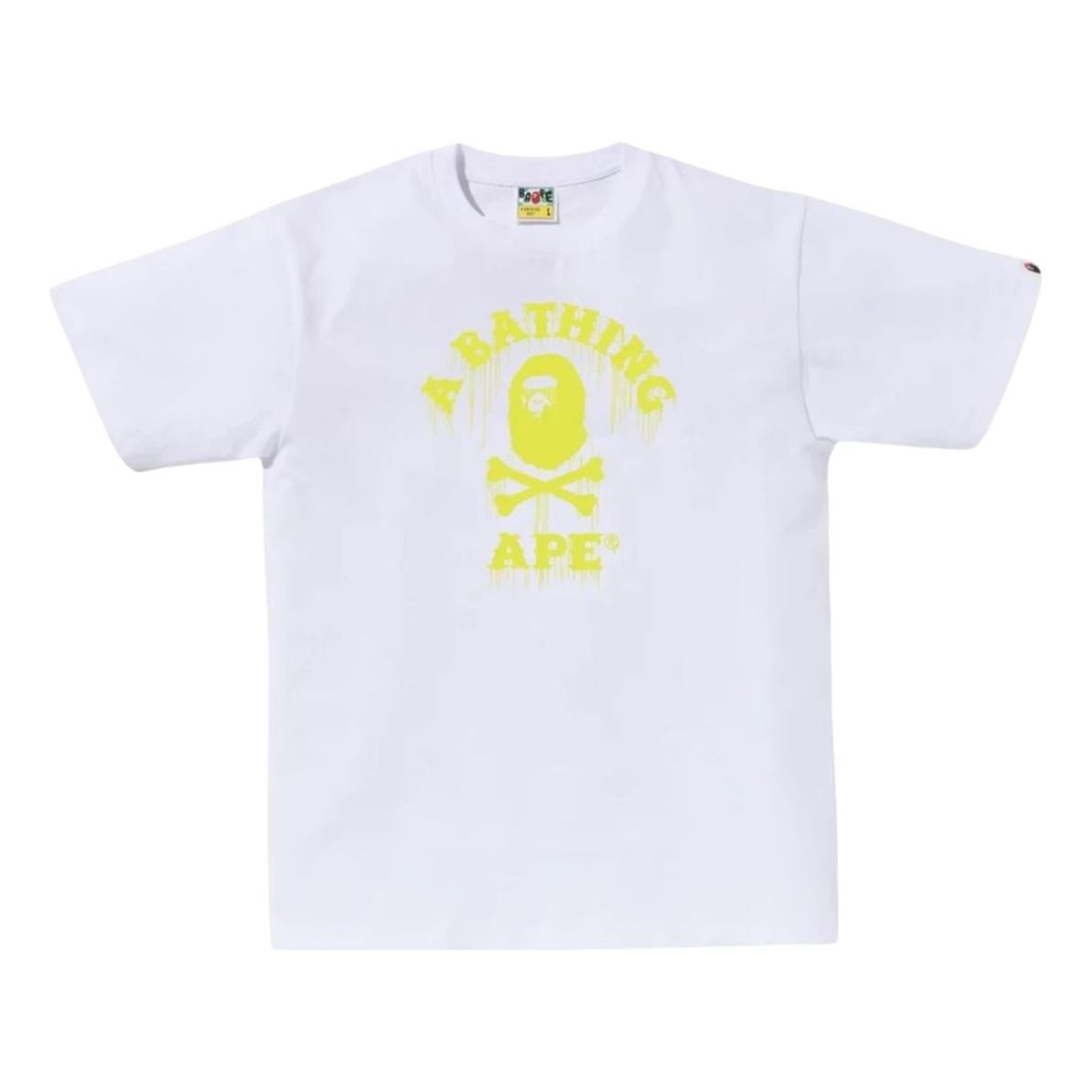 A Bathing Ape Drip Ape Crossbone College T-Shirt 'White' 4K70-110-004-WHT