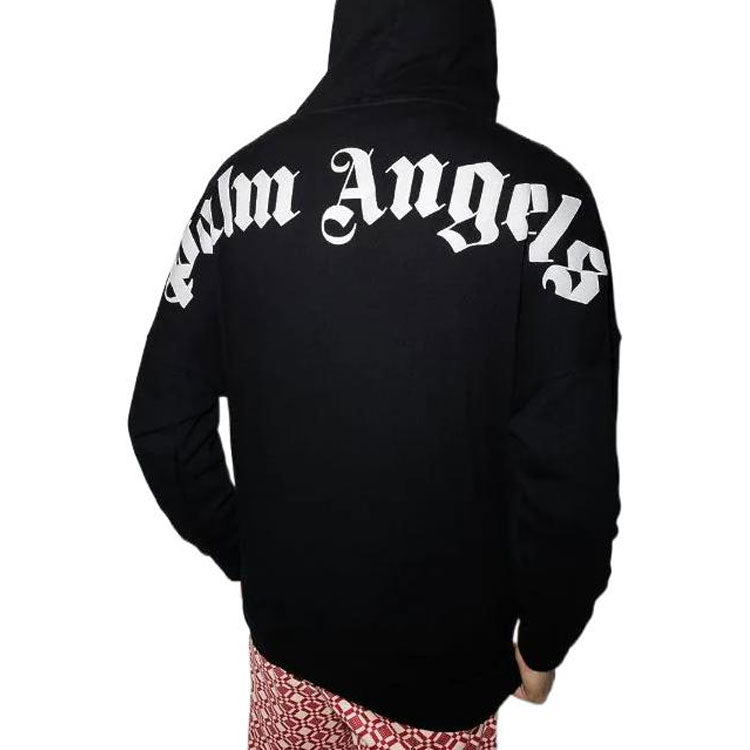Palm Angels Logo Popover Oversized Hoodie 'Black White' PMBB036C99FLE0011001