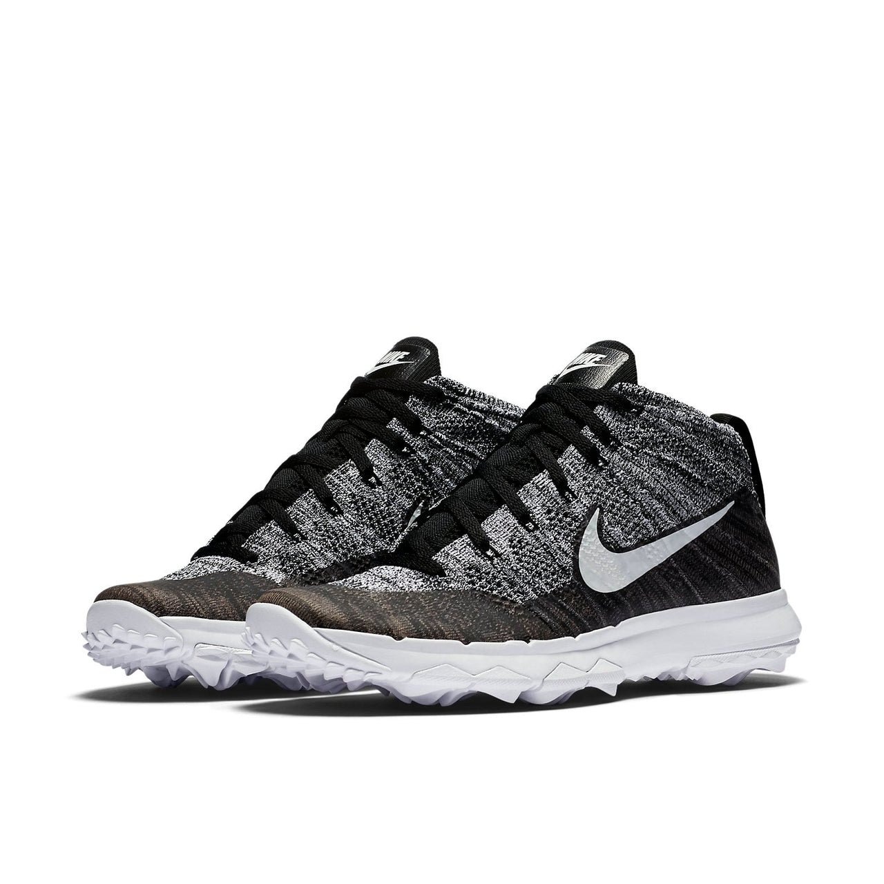 (WMNS) Nike Flyknit Chukka Spikless Golf Shoes 'Black White' 819006-001