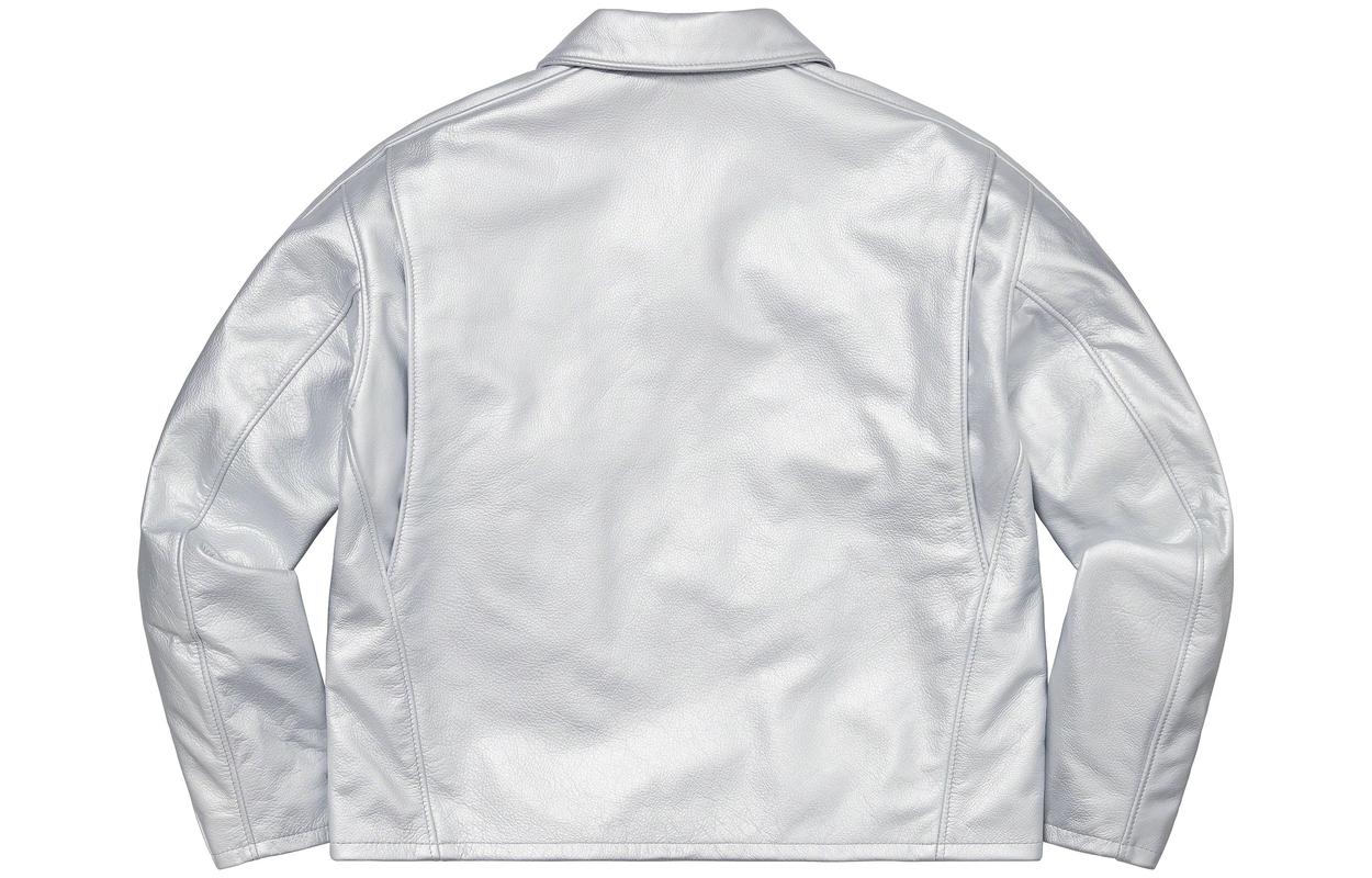 Supreme SS23 Week 5 x SCHOTT Leather Racer Jacket 'Silver' SUP-SS23-117