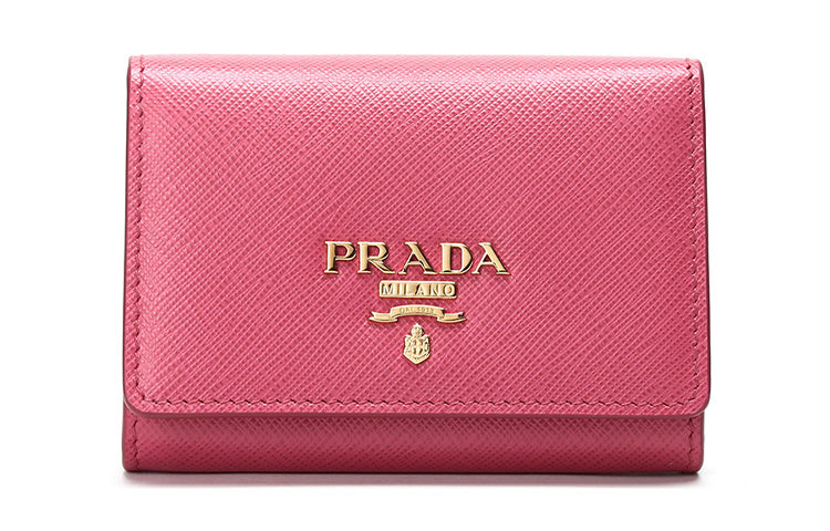 PRADA Cow Leather Wallet Women's Pink Peony