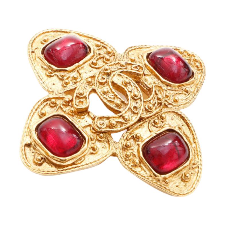 CHANEL 1994 Cc Stone-embellished Brooch