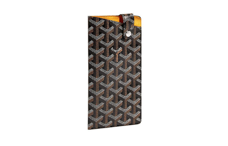 GOYARD Montmartre Canvas With Leather Cell Phone Pouch Large Size Unisex Black